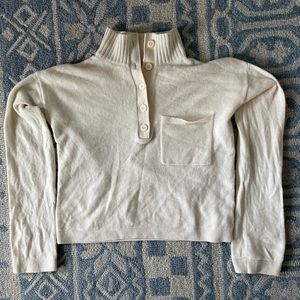 Everlane Recycled Cashmere Wool Blend Sweater XXS Cream Off White Mock Neck crop